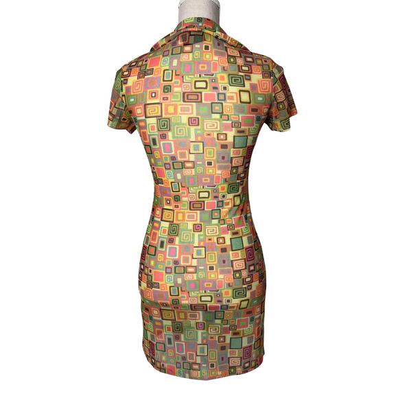 The Ragged Priest Bad Trip Mesh Shirt Dress 70s Retro Rave Festival Sheer - Picture 6 of 11